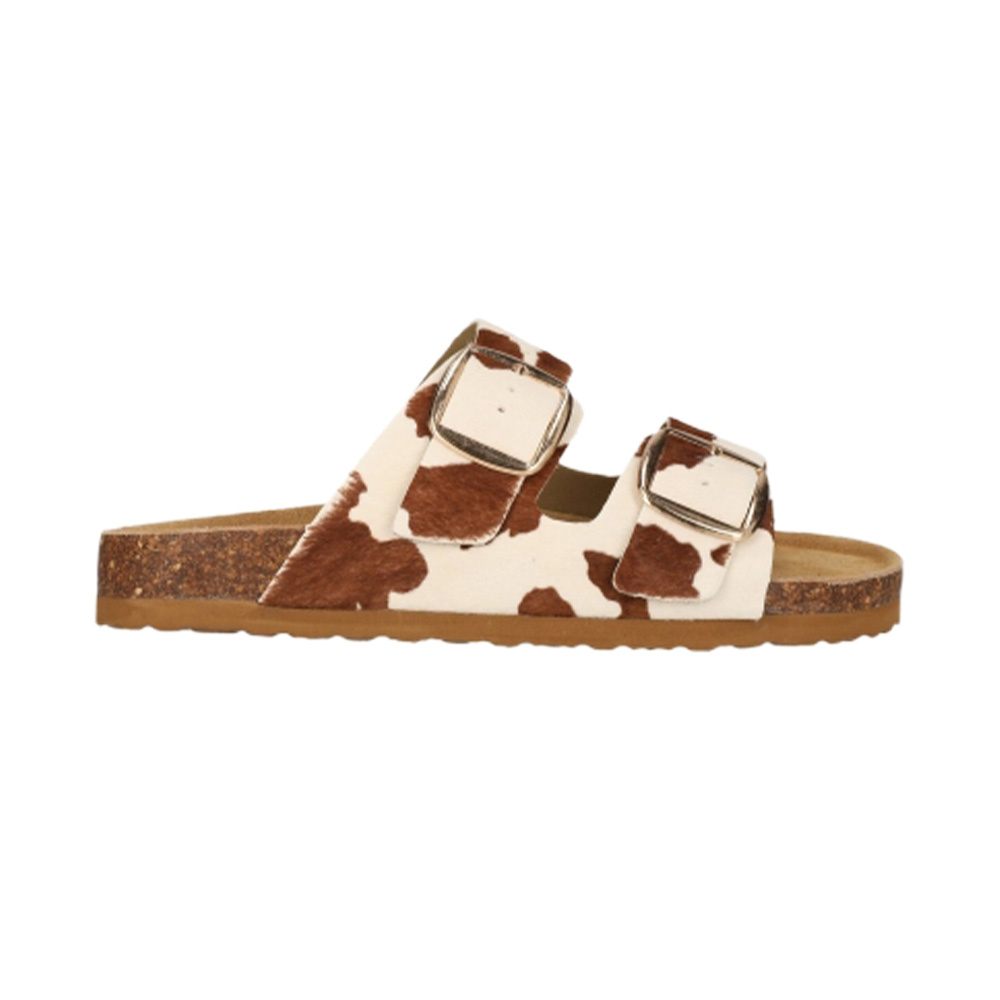 Nou Reina Sandal Women Brown Cow Print